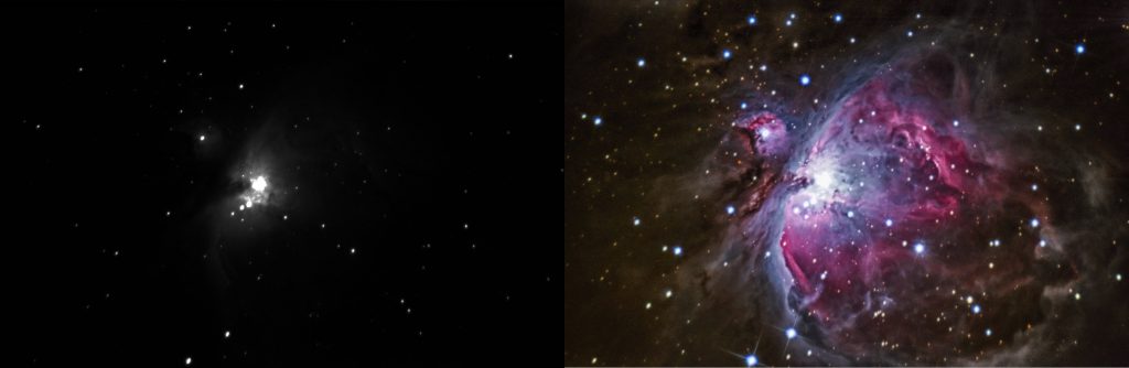 Orion nebula visual observing vs photography